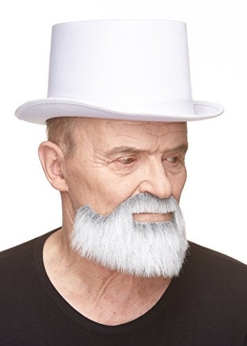 Mustaches Self Adhesive, Novelty, Short Boxed Fake Beard, False Facial Hair, Costume Accessory for Adults, Gray with White Color - Image 3