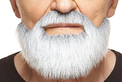 Mustaches Self Adhesive, Novelty, Short Boxed Fake Beard, False Facial Hair, Costume Accessory for Adults, Gray with White Color - Image 1