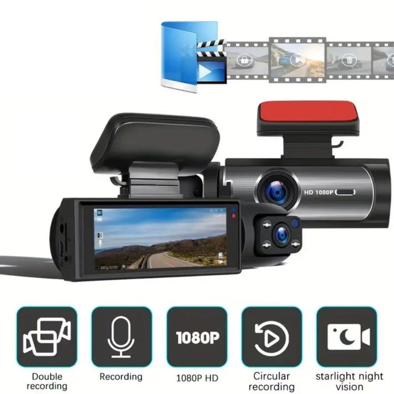 1080P DVR Dash Camera Front & Inside Dual Camera Driving Recorder with 3.16 Inch IPS Screen 170° Wide Angle Support Clear Night-Vision Collision Locking and Loop Recording - Image 4