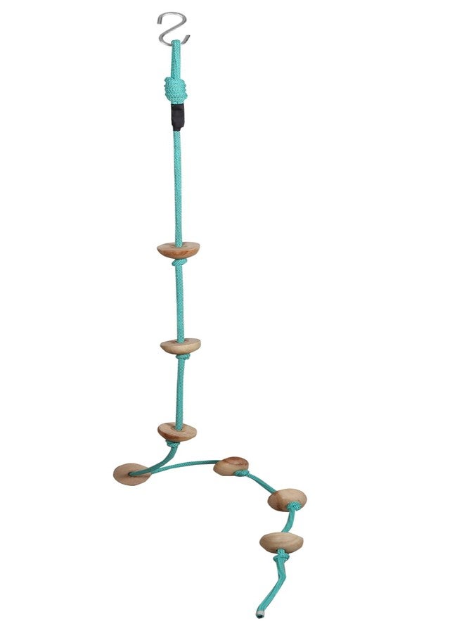 BOFFLE لعبة تسلق حبل خشبي للأطفال من بوفل، مناسبة للأنشطة البدنية في الأماكن المغلقة والمفتوحة (7 كرات خشبية مستديرة مع خطاف على شكل حرف S) (فيروجي)، قطعة واحدة - Image 4