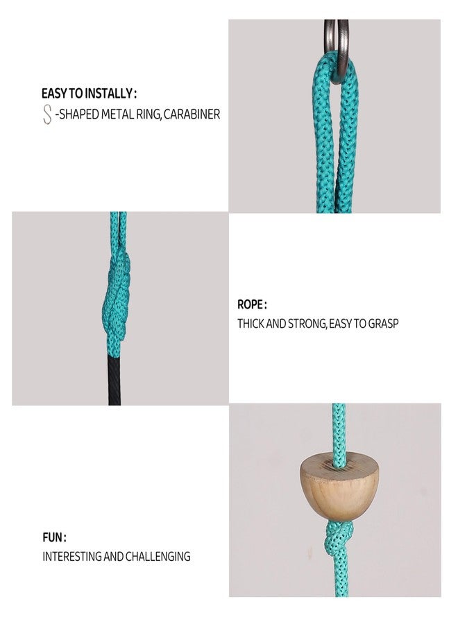 BOFFLE لعبة تسلق حبل خشبي للأطفال من بوفل، مناسبة للأنشطة البدنية في الأماكن المغلقة والمفتوحة (7 كرات خشبية مستديرة مع خطاف على شكل حرف S) (فيروجي)، قطعة واحدة - Image 5