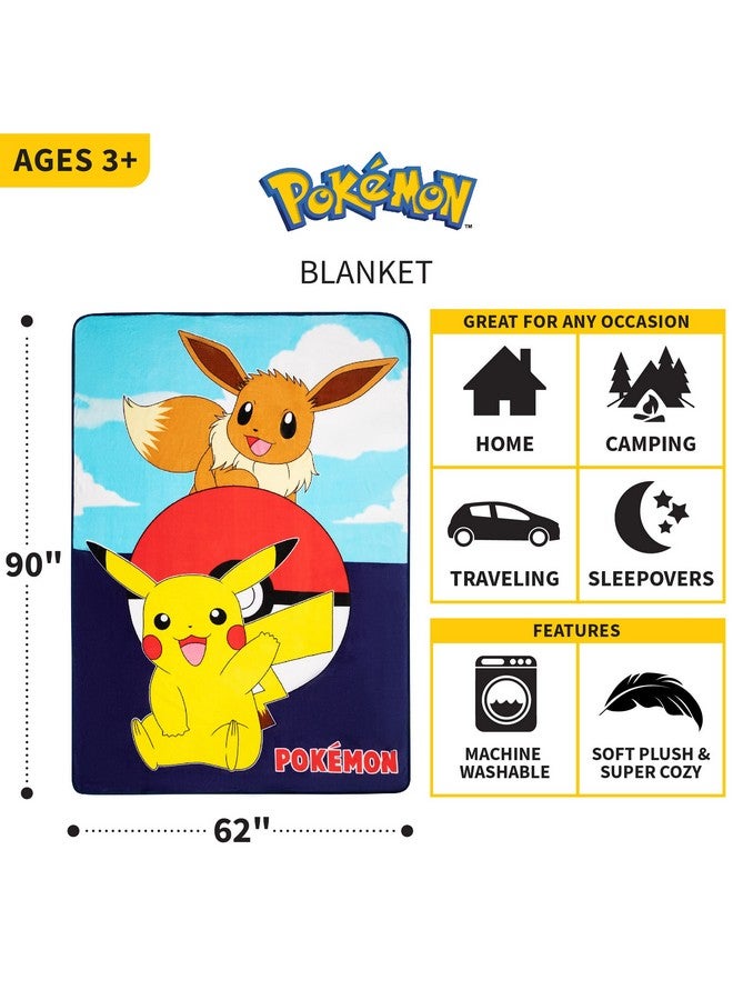 Franco Franco Kids Bedding Super Soft Plush Micro Raschel Blanket, 62 in x 90 in, Pokemon - Design may vary  - Image 3