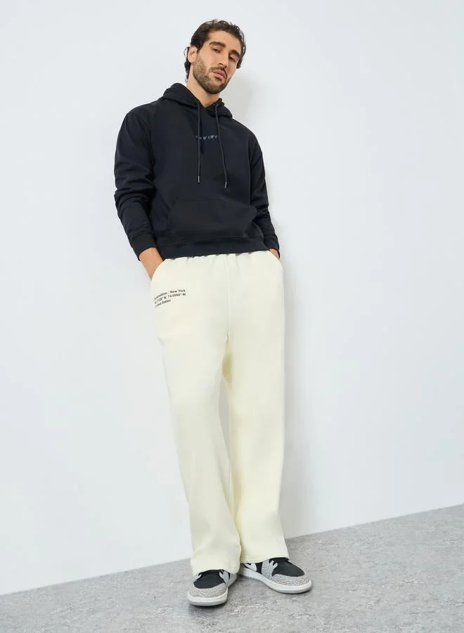 Styli Slogan Print Oversized Open Hem Joggers