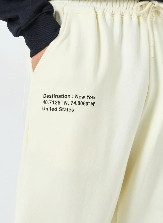 Styli Slogan Print Oversized Open Hem Joggers