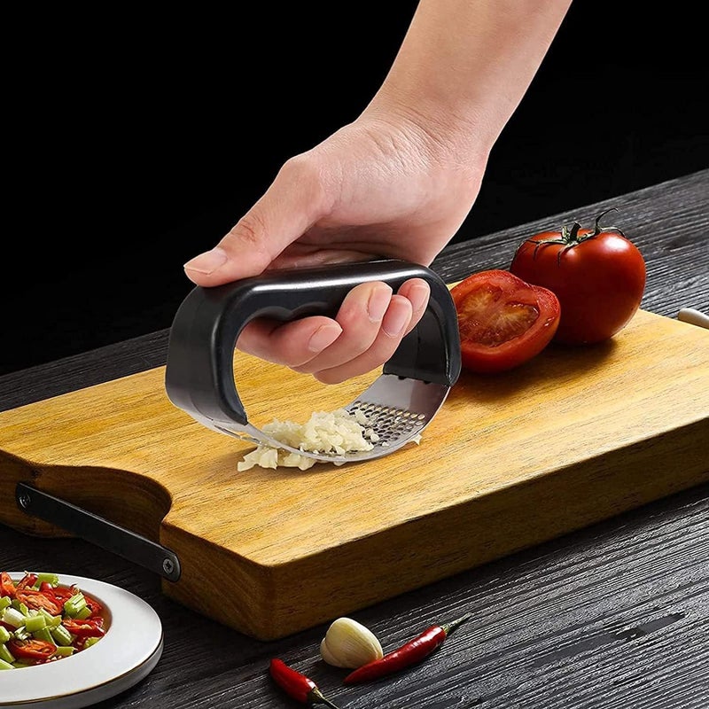 KHEDU FAB Khedu Fab Stainless Steel Garlic Presser Garlic Press Crusher for Kitchen Ginger Presser for Kitchen Garlic Crusher for Kitchen Black Pack of 1 - Image 1