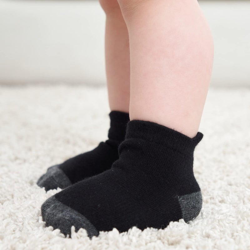 ZAPLES Baby Non Slip Grip Ankle Socks with Non Skid Soles for Infants Toddlers Kids Boys Girls, Black Block 9 Pack, 12-36 Months - Image 2