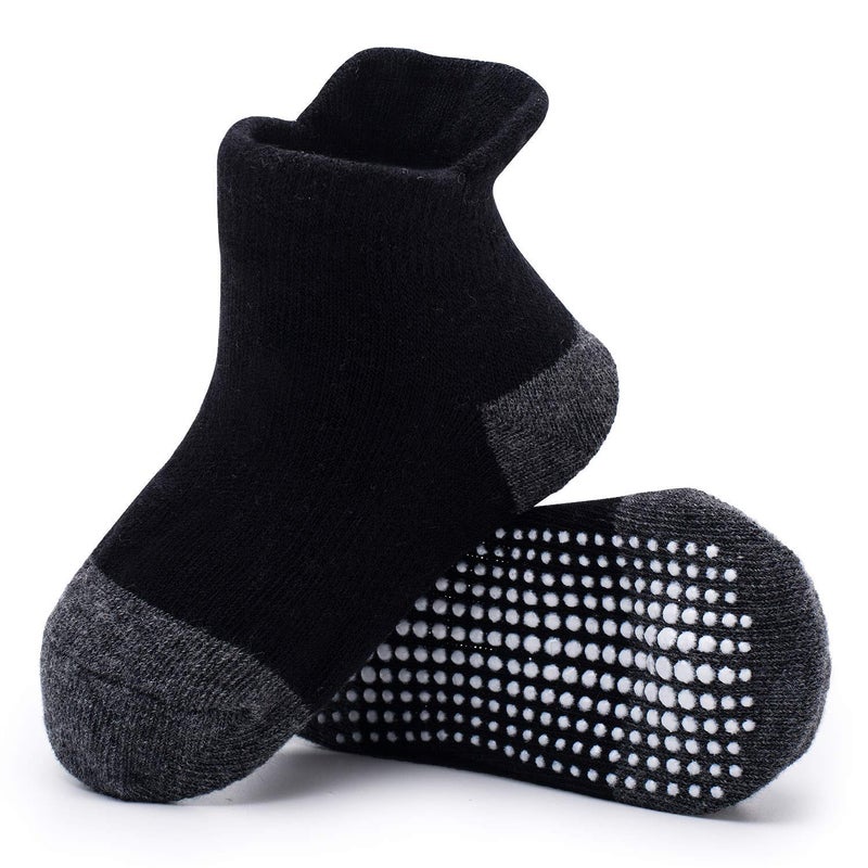 ZAPLES Baby Non Slip Grip Ankle Socks with Non Skid Soles for Infants Toddlers Kids Boys Girls, Black Block 9 Pack, 12-36 Months - Image 4