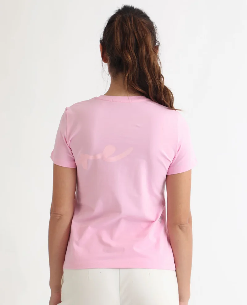 Rareism Women's Minimalist R Graphic Round Neck T-Shirt