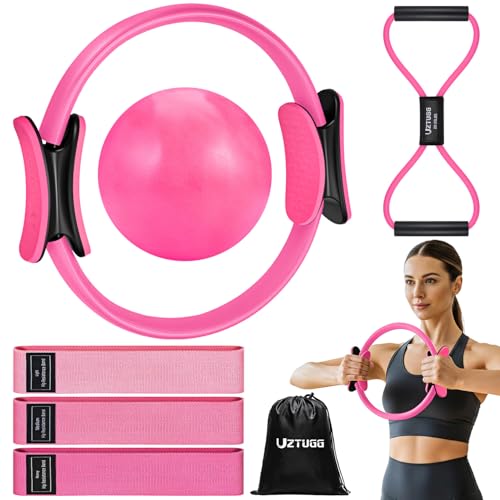 UZTUGG Pilates Essentials Kit for Women, at Home Workout Equipment with Mini Ball, Pilates Ring, Fabric Resistance Bands, Figure 8 Resistance Bands, Exercise Starter for Strength, Toning, Flexibility - Image 1