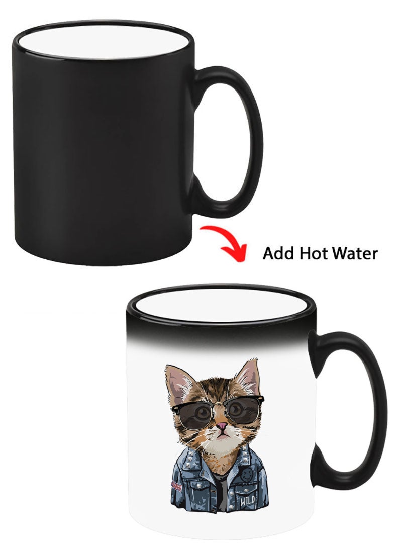 Theodor Color Changing Heat Sensitive Ceramic Mug, Image Revealed When HOT Liquid is Added! swag cat - Image 1