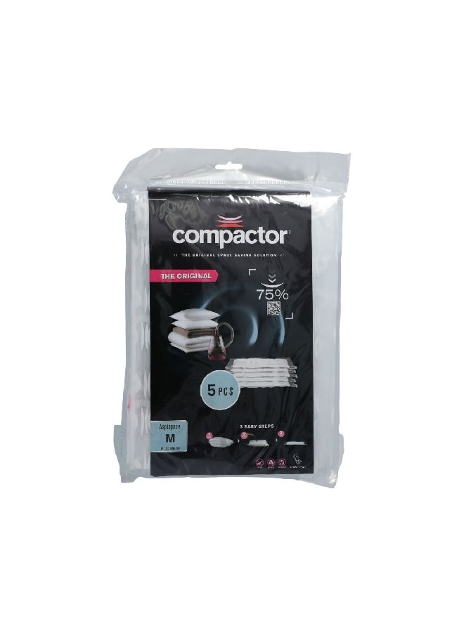 COMPACTOR 5-Piece Space-Saving Vacuum Bag Set Clear 0.2 x 90 x 55 cm RAN7368  - Image 1