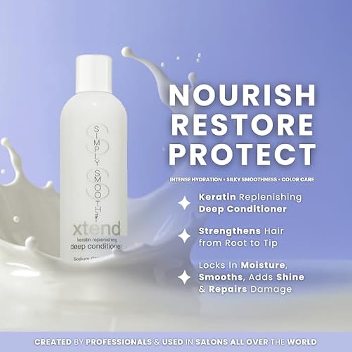 SIMPLY SMOOTH Xtend Keratin Deep Conditioner – Lightweight Hydrating Hair Mask for Dry, Damaged, Color-Treated, Curly, and Keratin-Treated Hair – Frizz Control, Repair, Softness, Shine, 8.5 oz - Image 2