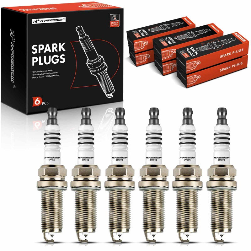 A-Premium Iridium Platinum Spark Plugs Compatible with Honda Accord & Jeep Grand Cherokee & Dodge Grand Caravan & Kia Sorento & Hyundai Santa Fe & Chrysler Town & Country & Acura RDX, Pack of 6 - Image 1