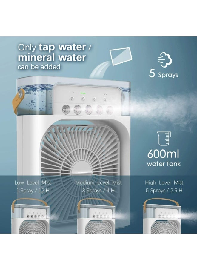 Generic Portable Water Misting Fan, 600ml Tank, 5-spray Modes, 7-colour Led, Usb Powered Desktop Air Cooler For Home, Office Multi Color  - Image 4