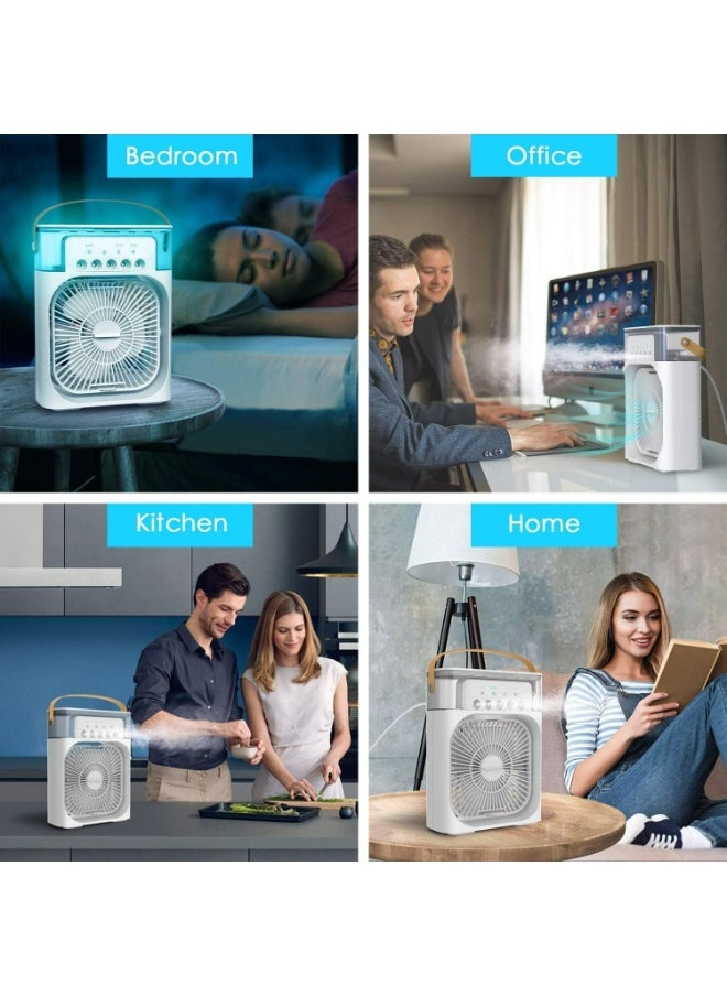 ماركة غير محددة - مروحة رذاذ ماء محمولة، خزان 600 مل، 5 أوضاع رش، إضاءة LED بـ 7 ألوان، مبرد هواء مكتبي يعمل بمنفذ USB للمنزل والمكتب، متعدد الألوان - Image 1