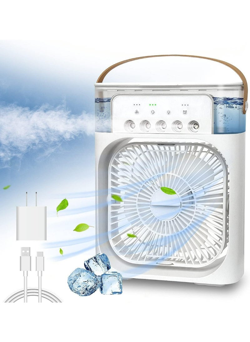Generic Portable Water Misting Fan, 600ml Tank, 5-spray Modes, 7-colour Led, Usb Powered Desktop Air Cooler For Home, Office Multi Color  - Image 1