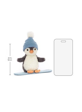 Peanut Penguin Snowboarding 18cm Plush – Cute Winter Penguin Toy with Soft Knitted Hat, Snowboard Accessory, Collectible Plush for Kids, Nursery Decor, Sitting Height 11cm - view 5