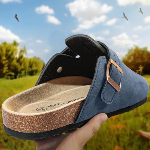 KEMISANT Men Clogs-Comfortable Suede Mules Slippers Sandals Nurse Potato Shoes Unisex-Cushioned Cork-Footbed(Cambridge Blue-14 Women/12 Men) - Image 2