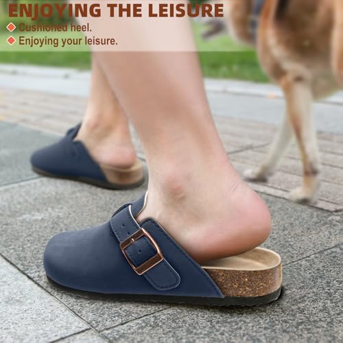KEMISANT Men Clogs-Comfortable Suede Mules Slippers Sandals Nurse Potato Shoes Unisex-Cushioned Cork-Footbed(Cambridge Blue-14 Women/12 Men) - Image 5
