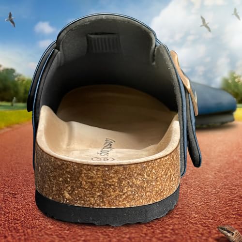 KEMISANT Men Clogs-Comfortable Suede Mules Slippers Sandals Nurse Potato Shoes Unisex-Cushioned Cork-Footbed(Cambridge Blue-14 Women/12 Men) - Image 3