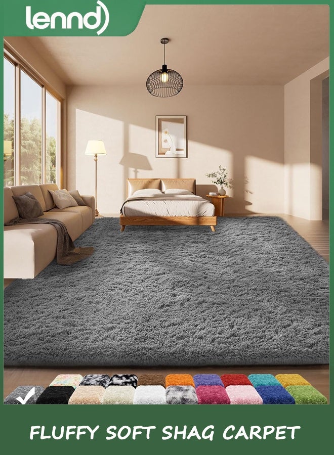 لينند السجاد المنطقة لغرفة النوم ، ترقية غير انزلاق رمادي فلوفي ناعم شاغ السجاد ، أرضية داخلية رمادي 80 سم * 120 سم غامضة شاغي غرفة المعيشة السجاد الفاخرة للأطفال ديكور المنزل الجمال - Image 1