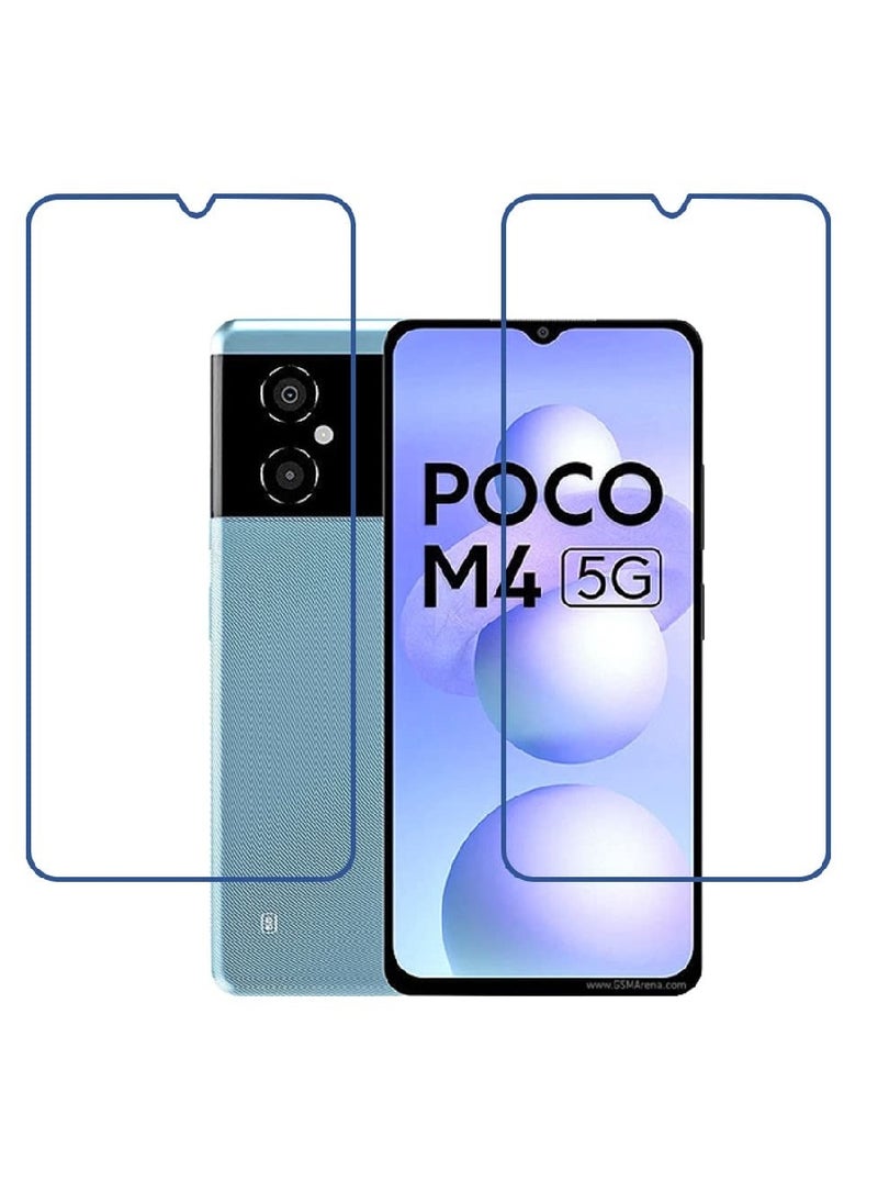 Super 2 Pieces Tempered Glass Screen Protector Clear Designed For Xiaomi Poco M4 5G Full Screen Coverage And Bubble Free - Image 1