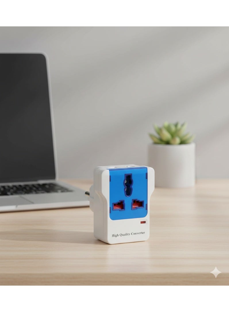 Dual power adapter, high-quality three-way universal electrical plug adapter, with a common European main plug 2pcs. - Image 1