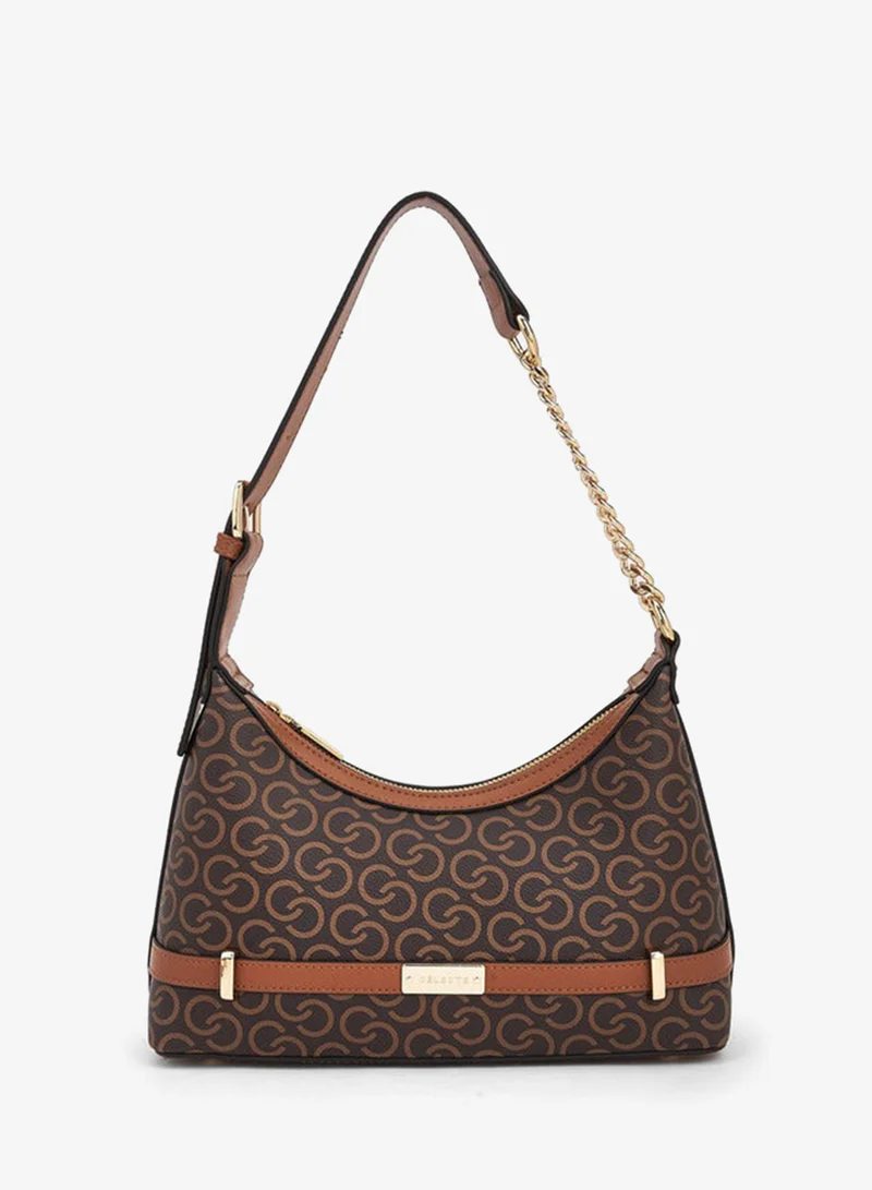 Celeste Monogram Print Shoulder Bag With Chain Strap