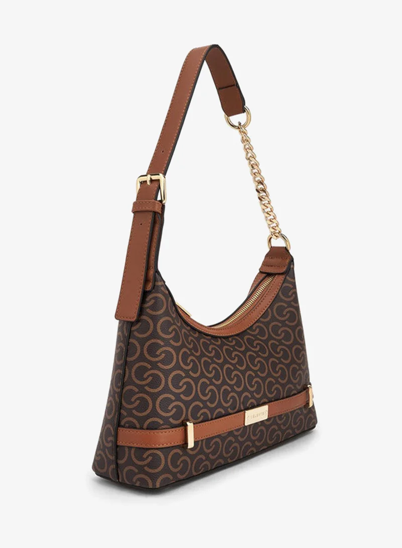 Celeste Monogram Print Shoulder Bag With Chain Strap
