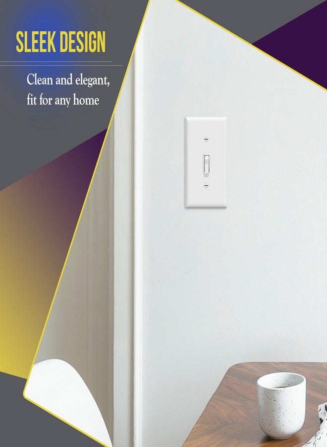 ENERLITES (1 Gang, White) - Enerlites 8811-W Toggle Light Switch Wall Plate, Standard Size 1-Gang, Polycarbonate Thermoplastic, White - Image 3