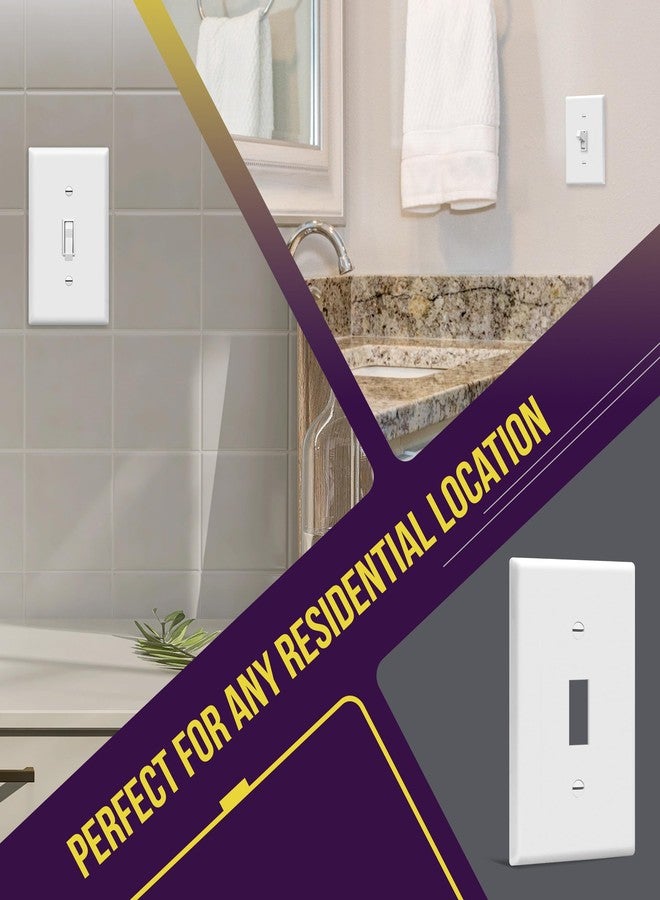 ENERLITES (1 Gang, White) - Enerlites 8811-W Toggle Light Switch Wall Plate, Standard Size 1-Gang, Polycarbonate Thermoplastic, White - Image 4