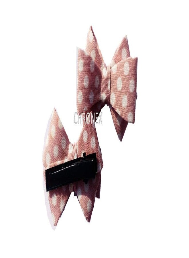 CHRONEX Polka Dot Grosgrain Ribbon Hair Bows with Alligator Clips for Baby Girls(Baby Pink, Pack of 2) - Image 2