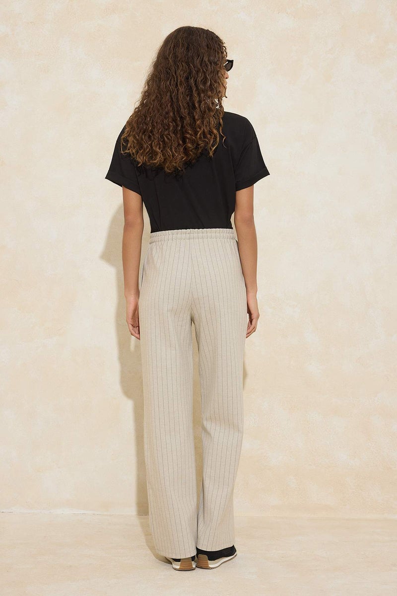 trendyol Dark Beige Striped Knitted Trousers Twoss24Pl00072 - Image 4