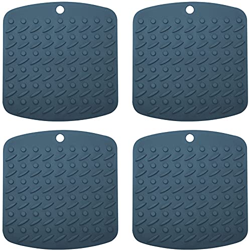 P-Plus International Silicone Trivet Mat Pot Holder Hot Pads for Table Trivet for Hot Dishes Non-Slip & Heat Resistant Modern Kitchen Hot Pads for Pots & Pans (Peacock, Pack of 4) - Image 1