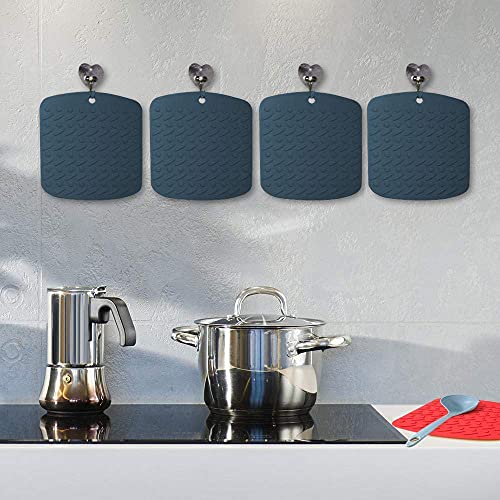 P-Plus International Silicone Trivet Mat Pot Holder Hot Pads for Table Trivet for Hot Dishes Non-Slip & Heat Resistant Modern Kitchen Hot Pads for Pots & Pans (Peacock, Pack of 4) - Image 5