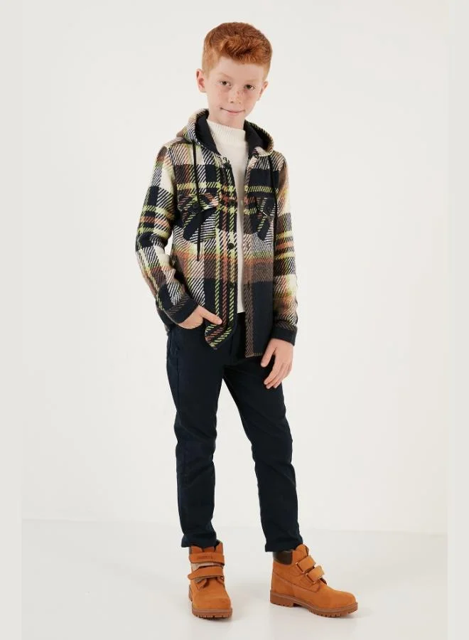 Lela Lela Hooded Double Pocket Plaid Winter Lumberjack Shirt Boy SHIRT CF24W81781