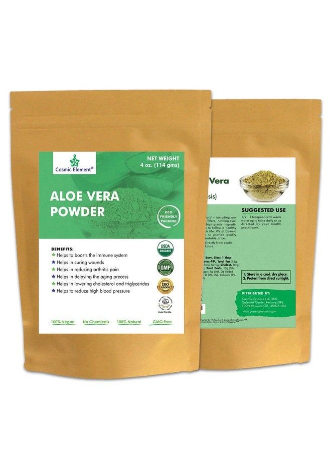 cosmic element - Organic Aloe Vera Powder 100% Pure Leaf Gel Hydrating After Sun Care Moisturizing For Face Body Skin & Hair Sun Burn Acne And Dry Damaged Skin (4 Oz) - Image 1