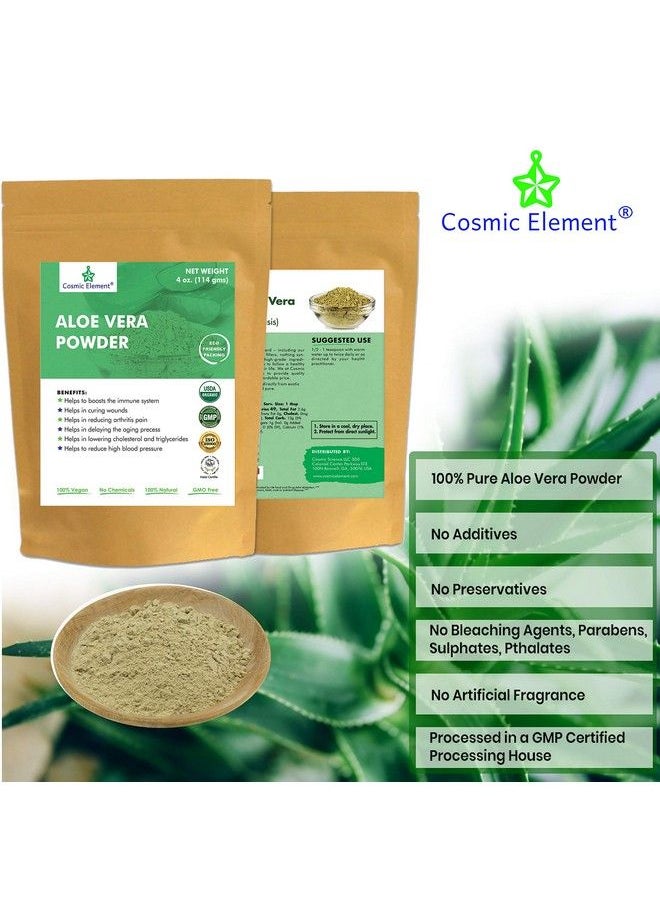 cosmic element - Organic Aloe Vera Powder 100% Pure Leaf Gel Hydrating After Sun Care Moisturizing For Face Body Skin & Hair Sun Burn Acne And Dry Damaged Skin (4 Oz) - Image 1