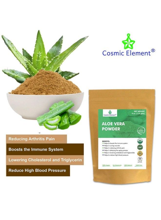 cosmic element - Organic Aloe Vera Powder 100% Pure Leaf Gel Hydrating After Sun Care Moisturizing For Face Body Skin & Hair Sun Burn Acne And Dry Damaged Skin (4 Oz) - Image 1
