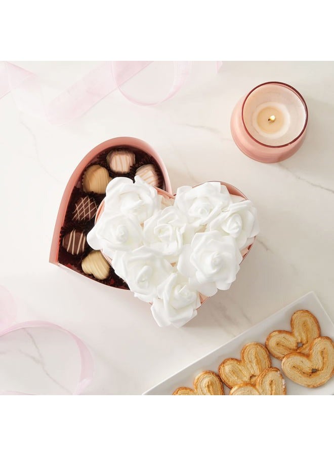 Juvale 100 Pack White Roses Artificial Flowers, Stemless Fake Foam Flowers for Decorations, Wedding, Bridal Shower (3 in) - Image 2