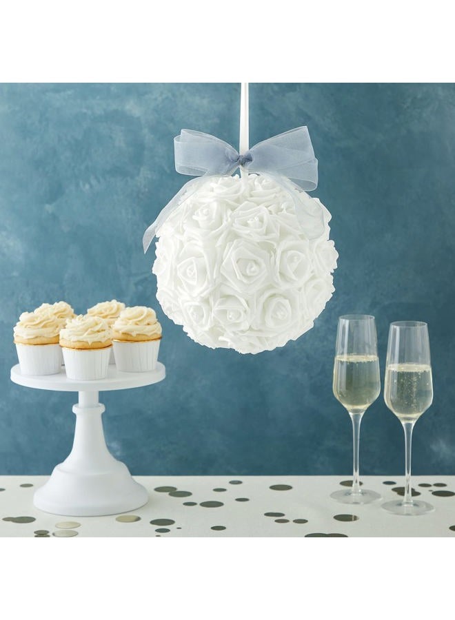 Juvale 100 Pack White Roses Artificial Flowers, Stemless Fake Foam Flowers for Decorations, Wedding, Bridal Shower (3 in) - Image 5