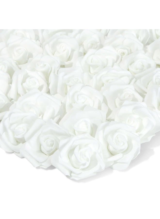 Juvale 100 Pack White Roses Artificial Flowers, Stemless Fake Foam Flowers for Decorations, Wedding, Bridal Shower (3 in) - Image 1