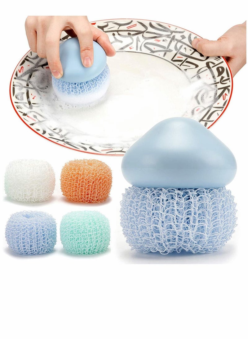 Dish Brushes, Scrubber, Sponges for Dishes, Reusable and Sturdy Mesh Scourers Round Pads Household or Kitch Cleaning, Pack of 4 - Image 1