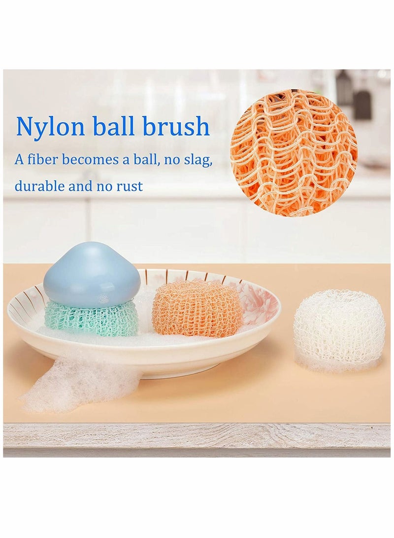 Dish Brushes, Scrubber, Sponges for Dishes, Reusable and Sturdy Mesh Scourers Round Pads Household or Kitch Cleaning, Pack of 4 - Image 5