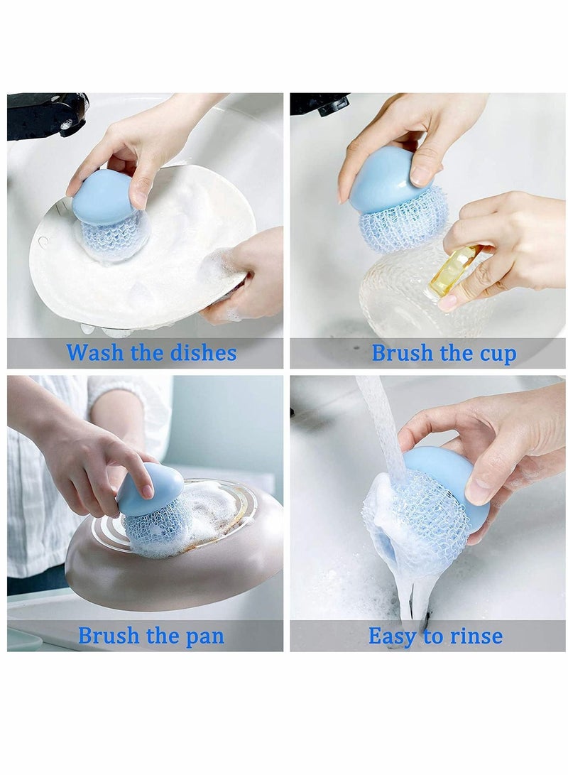 Dish Brushes, Scrubber, Sponges for Dishes, Reusable and Sturdy Mesh Scourers Round Pads Household or Kitch Cleaning, Pack of 4 - Image 2