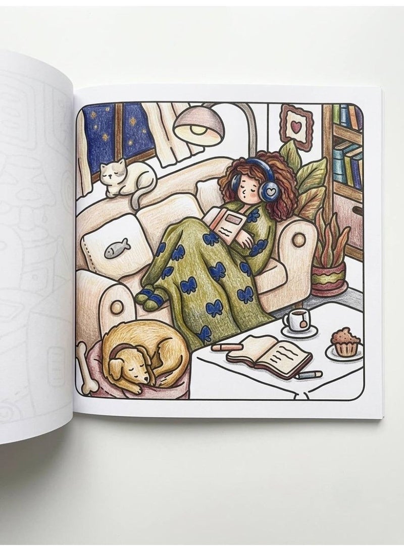 كتاب تلوين للبالغين والمراهقات - أجواء الفتيات المريحة - مشاهد يومية لتخفيف التوتر - 24 صفحة، 20×20 سم - Image 4