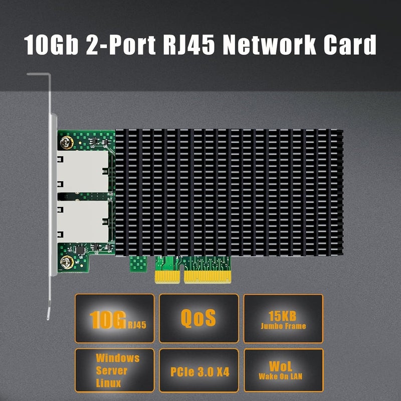 GLOTRENDS بطاقة شبكة ST7368 10G RJ45 Ethernet مع وحدة تحكم Intel X550، واجهة PCIE 3.0 X4، تدعم نظام التشغيل Windows 11/10/ Windows Server/Linux/ESX/ESX/VMware ESXi (لا تدعم نظام التشغيل Mac OS) - Image 2