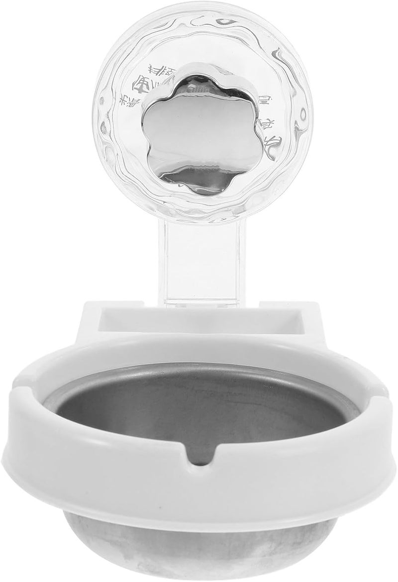 Wall Mounted Stainless Steel Ashtray No Drill Portable Windproof Ash Holder for Bathroom Home Office Indoor Use White - Image 1