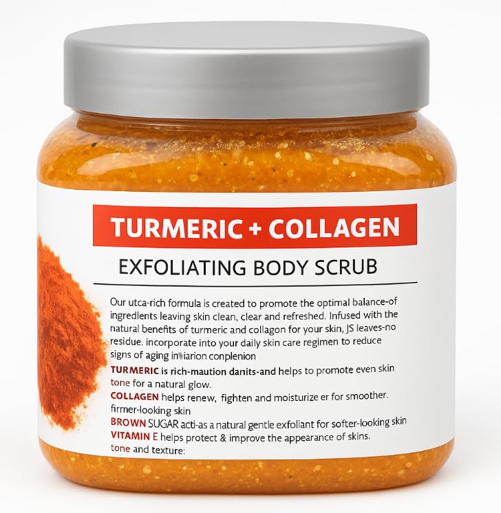spascriptions Turmeric & Collagen Body Scrub with Brown Sugar & Vitamin E â€“ Exfoliating Scrub for Glowing Skin â€“ Deep Cleansing, Polishing & Softening Formula â€“ Natural Skincare for Body & Face (21 oz, Turmeric) - Image 4