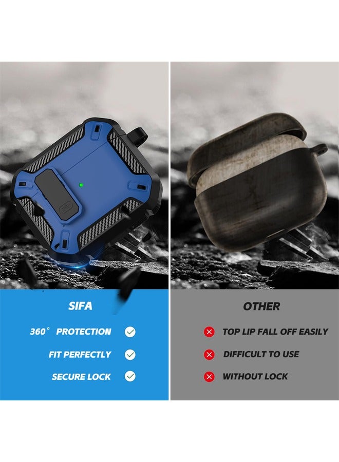 Apple Airpods 3rd Generation Cover with Lock, Airpods 3 Case, Airpods 3 Generation Protective Case, Hard Shell Rugged Shockproof Cover with Keychain for Apple Airpods 3 2021 (Black/Blue) - Image 4